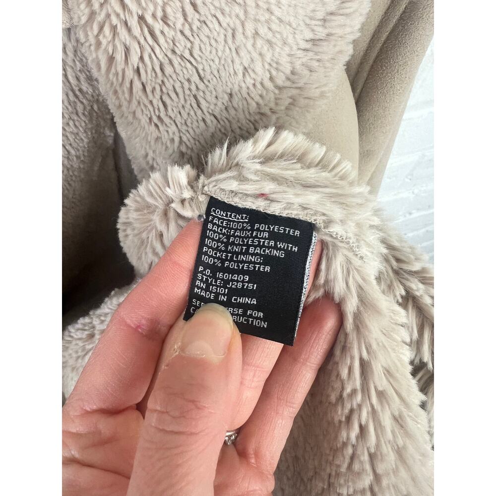 Jones New York Women's Wool Shearling Coat Collared Long Sleeve Beige Size M - Picture 3 of 5